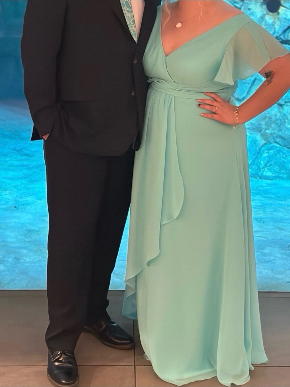 Jjs House Mint Green V-Neck Flutter Sleeve Chiffon Bridesmaid Dress